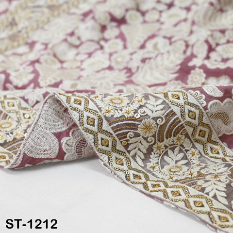 Onion Pink Embroidery Dupatta Women Georgette Chunni Bridal Veil Lehenga Wrap Stole Festival Wedding Punjabi Chunri India Ethnic Attire