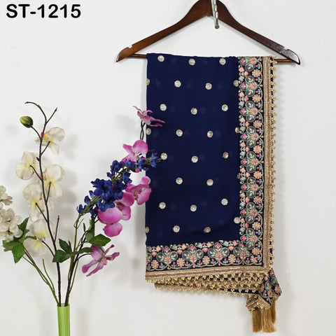 Blue Georgette Designer Dupatta for women, Bridal Wedding lehenga Chunni/Veil Sequin Scarf Indian Ethnic Dress Stole Ideal Gift Bridesmaid