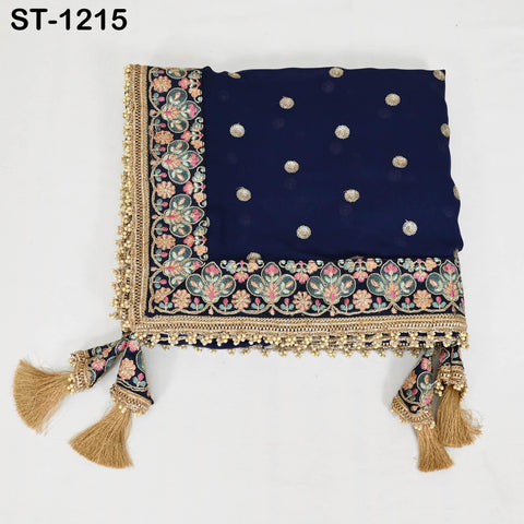 Blue Georgette Designer Dupatta for women, Bridal Wedding lehenga Chunni/Veil Sequin Scarf Indian Ethnic Dress Stole Ideal Gift Bridesmaid