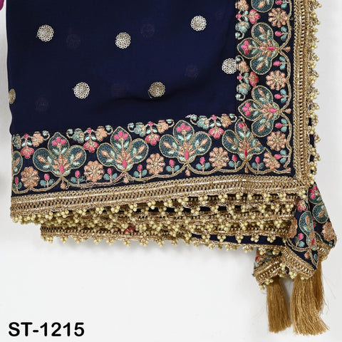 Blue Georgette Designer Dupatta for women, Bridal Wedding lehenga Chunni/Veil Sequin Scarf Indian Ethnic Dress Stole Ideal Gift Bridesmaid