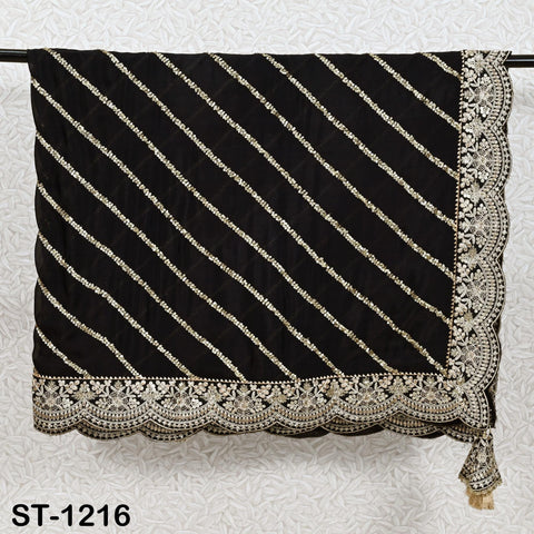 Black Chiffon Designer Silk Dupatta for women, Bridal Wedding lehenga Chunni/Veil Sequin Scarf Indian Ethnic Dress Stole Gift Bridesmaid