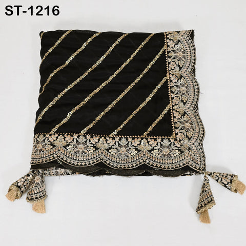 Black Chiffon Designer Silk Dupatta for women, Bridal Wedding lehenga Chunni/Veil Sequin Scarf Indian Ethnic Dress Stole Gift Bridesmaid