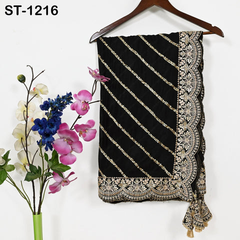 Black Chiffon Designer Silk Dupatta for women, Bridal Wedding lehenga Chunni/Veil Sequin Scarf Indian Ethnic Dress Stole Gift Bridesmaid