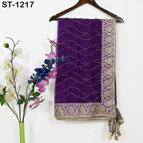 Purple Organza Designer Dupatta for women, Bridal Wedding lehenga Chunni/Veil Beads Sequin Scarf Indian Ethnic Dress Stole Gift Bridesmaid