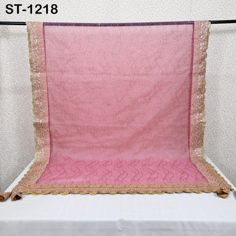 Pink Organza Designer Dupatta for women, Bridal Wedding lehenga Chunni/Veil Beads Sequin Scarf Indian Ethnic Dress Stole Gift Bridesmaid