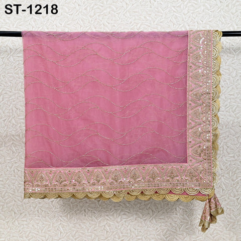 Pink Organza Designer Dupatta for women, Bridal Wedding lehenga Chunni/Veil Beads Sequin Scarf Indian Ethnic Dress Stole Gift Bridesmaid