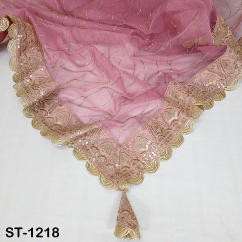 Pink Organza Designer Dupatta for women, Bridal Wedding lehenga Chunni/Veil Beads Sequin Scarf Indian Ethnic Dress Stole Gift Bridesmaid