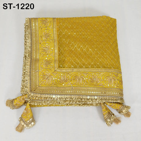 Yellow Organza Designer Dupatta for women, Bridal Wedding lehenga Chunni/Veil Beads Sequin Scarf Indian Ethnic Dress Stole Gift Bridesmaid