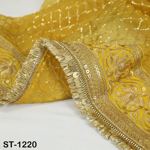 Yellow Organza Designer Dupatta for women, Bridal Wedding lehenga Chunni/Veil Beads Sequin Scarf Indian Ethnic Dress Stole Gift Bridesmaid