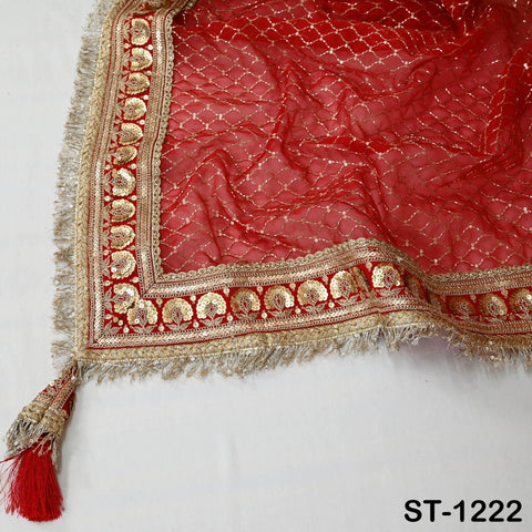 Red Organza Designer Dupatta for women, Bridal Wedding lehenga Chunni/Veil Beads Sequin Scarf Indian Ethnic Dress Stole Gift Bridesmaid