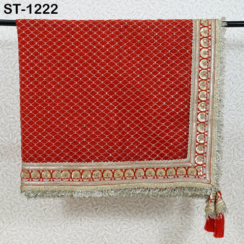 Red Organza Designer Dupatta for women, Bridal Wedding lehenga Chunni/Veil Beads Sequin Scarf Indian Ethnic Dress Stole Gift Bridesmaid