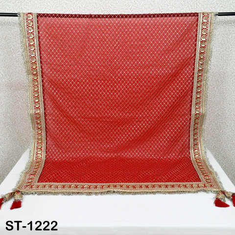 Red Organza Designer Dupatta for women, Bridal Wedding lehenga Chunni/Veil Beads Sequin Scarf Indian Ethnic Dress Stole Gift Bridesmaid