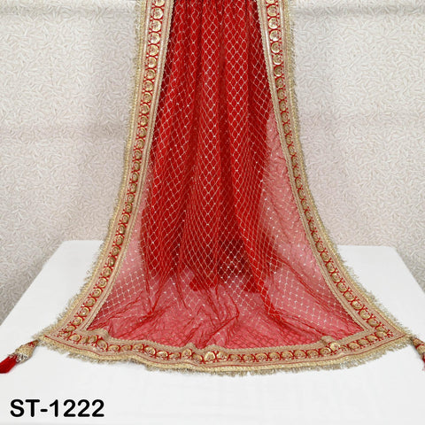 Red Organza Designer Dupatta for women, Bridal Wedding lehenga Chunni/Veil Beads Sequin Scarf Indian Ethnic Dress Stole Gift Bridesmaid