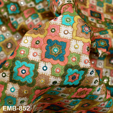 Indian Embroidery Fabric by the yard Embroidered Wedding Costumes Fabric Regency Reticules Victorian Handbags Marie Antoinette Junk Journals