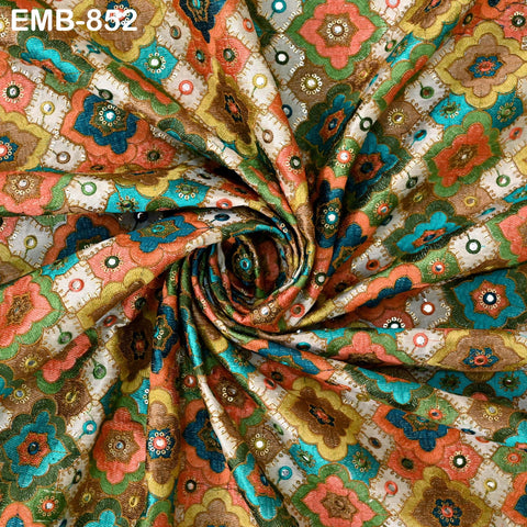 Indian Embroidery Fabric by the yard Embroidered Wedding Costumes Fabric Regency Reticules Victorian Handbags Marie Antoinette Junk Journals