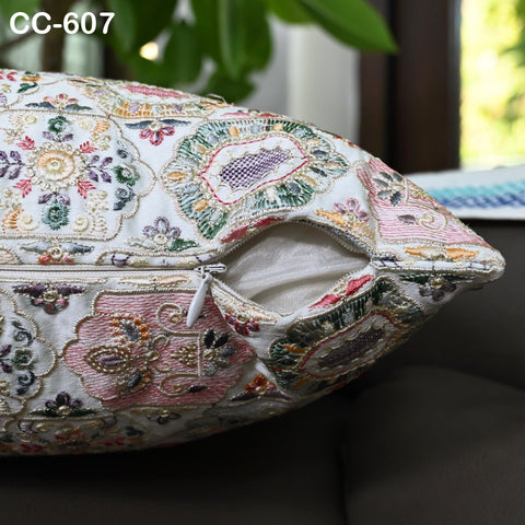 Geometric Embroidered Cushion cover Sham | Pastel color Embroidered Throw Pillow | Tribal Bohemian Sofa Decor | Handmade Cover Turkish kilim