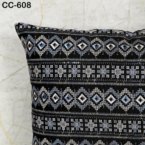 Geometric Embroidered Pillowcase Black & white Embroidered Throw Pillow | Tribal Bohemian Home Decor | Handmade Cover | House warming Gift