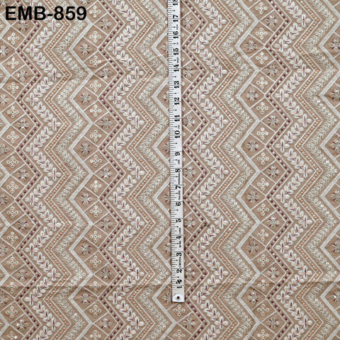 Peach Embroidered Fabric by the yard Sewing Indian Embroidery Cloth Wedding Dress Costumes Regency Reticules Victorian Handbag Junk Journals