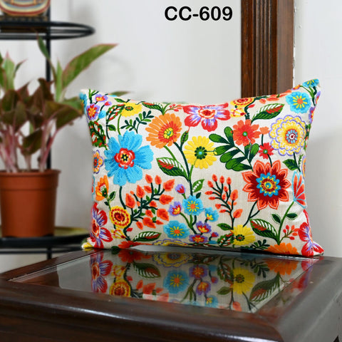 Boho Embroidered Cushion Cover | Decorative Pillowcase | Embroidered Throw Pillow | Home Decor Gifts for House Warming, Festive, Wedding