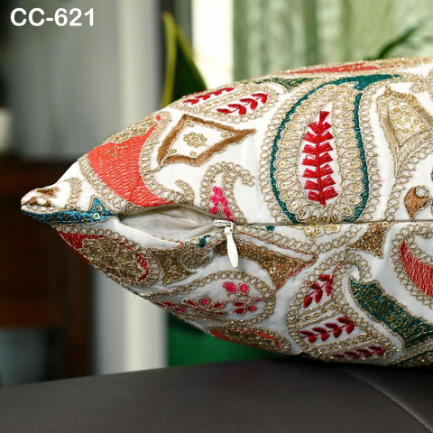 Embroidered Pillowcase | Indian Handmade Embroidery Throw Pillow cover Decorative Body Sham, Cushion Cover Boho Home Decor HouseWarming Gift