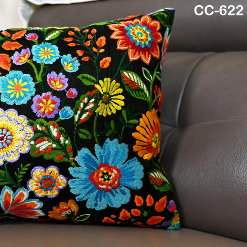 Embroidered Pillowcase | Multicolor Handmade Embroidery Throw Pillow cover Euro Body Sham, Cushion Cover Boho Home Decor HouseWarming Gift