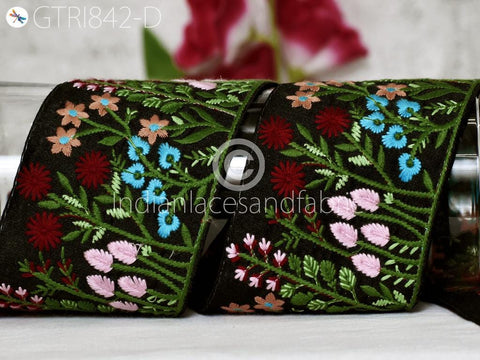 9 Yard Floral Embroidered Fabric Trim Indian DIY Crafting Laces Sari Border Saree Ribbon Beach Bags Headband Summer Dress Embellishment