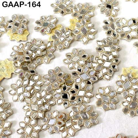 50 Indian Handmade Floral Applique Golden Patches Sewing Patch Zardozi Bridal Handcrafted Silver Embellish Headband DIY Crafting Home Decor