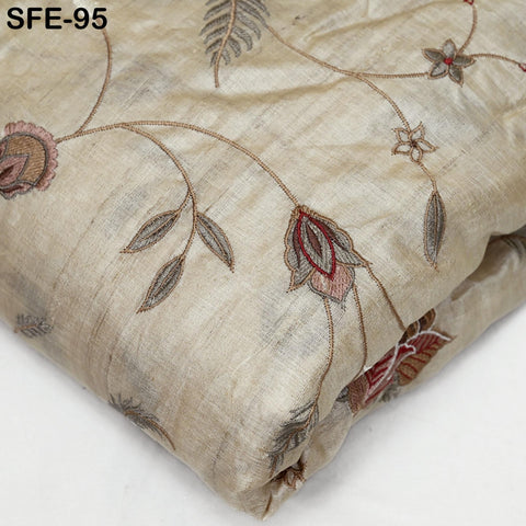 Pure Tussar Silk Embroidery Fabric by the yard Indian Embroidered Raw Silk Wild Natural Handmade Peace Silk Tussah Dresses Material Costumes