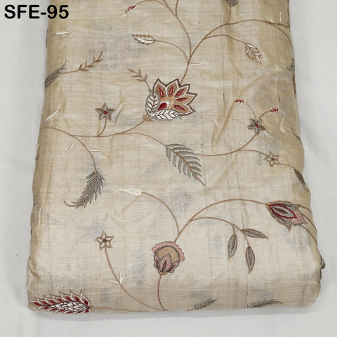 Pure Tussar Silk Embroidery Fabric by the yard Indian Embroidered Raw Silk Wild Natural Handmade Peace Silk Tussah Dresses Material Costumes