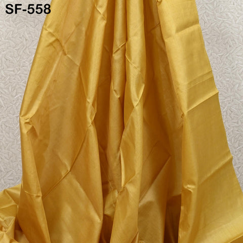 Yellow Pure Tussar Silk Fabric by the yard Indian Plain Raw Silk Wild Natural Handmade Peace Silk Tussah Wedding Dress Material