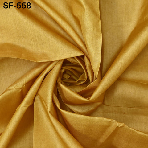 Yellow Pure Tussar Silk Fabric by the yard Indian Plain Raw Silk Wild Natural Handmade Peace Silk Tussah Wedding Dress Material