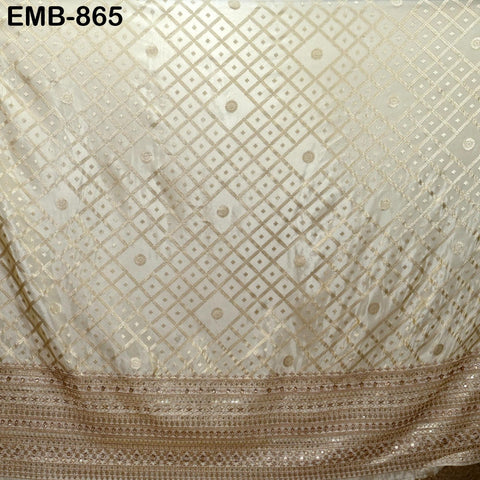 Champagne Gold Embroidery Fabric by the Yard Embroidered Viscose Sewing Indian Wedding Lehenga Skirt Festival Women Dress Material Textile