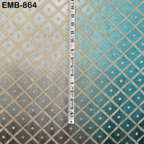 Grey Gold Embroidery Fabric by the Yard Embroidered Viscose Sewing Indian Wedding Lehenga Skirt Attire Festival Women Dress Material Textile