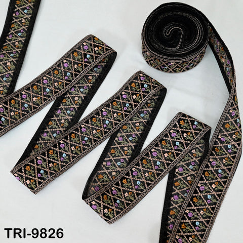 9 Yard Indian Embroidery Ribbons Fabric Trim Embellishments DIY Crafting Sewing Saree Indian Sari Border Embroidered Decorative Tapes 5cm