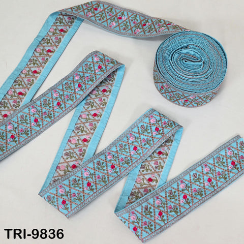 9 Yard Indian Embroidery Ribbons Fabric Trim Embellishments DIY Crafting Sewing Saree Indian Sari Border Embroidered Decorative Tapes 5cm