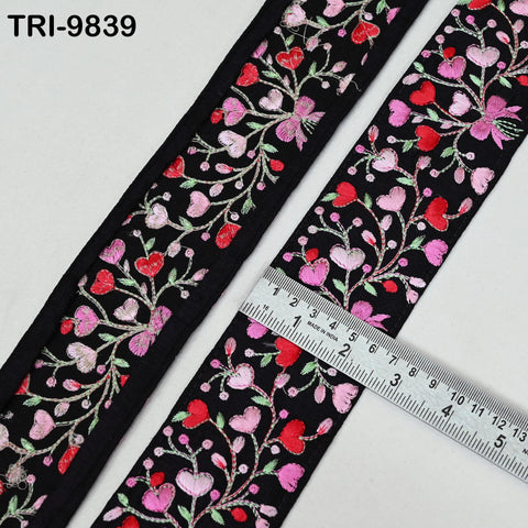 9 Yard Black Embroidery Ribbons 6cm Indian Sari Border Embroidered Crafting Sewing Tablecloth Lampshade making Home Decor Costumes Trimmings