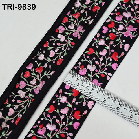 3 Yard Black Embroidered Crafting Sewing Tablecloth Lampshade making Home Decor Costumes Trimmings Embroidery Ribbons 6cm Indian Sari Border