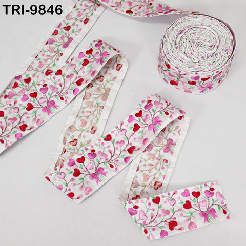 9 Yard White Embroidery Ribbons 6cm Indian Sari Border Embroidered Crafting Sewing Tablecloth Lampshade making Home Decor Costumes Trimmings