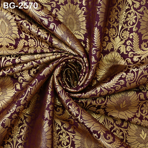 Brocade Fabric Wine Banaras Wedding Dress Textile Blended by the Yard Theatrical Costumes Home Decor Marie Antoinette Renaissance Dresses