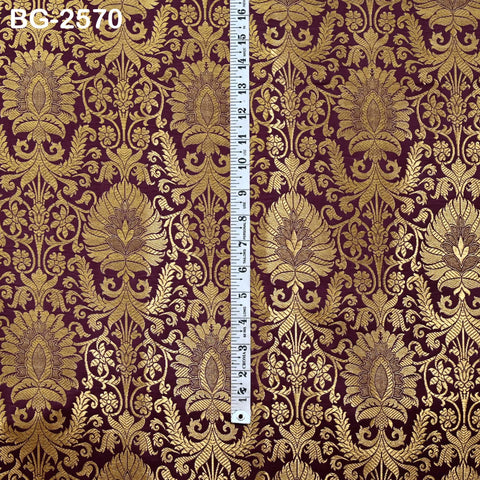 Brocade Fabric Wine Banaras Wedding Dress Textile Blended by the Yard Theatrical Costumes Home Decor Marie Antoinette Renaissance Dresses