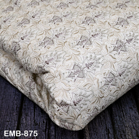 Ivory Embroidered Fabric by the yard Sewing Crafting Indian Embroidery Dresses Costumes Regency Reticules Victorian Handbags Junk Journals