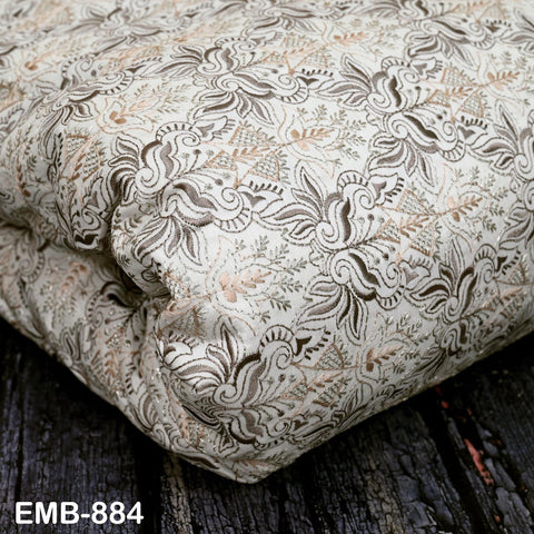 Ivory Embroidered Fabric by the yard Sewing Crafting Indian Embroidery Dresses Costumes Regency Reticules Victorian Handbags Junk Journals