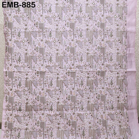 Onion Pink Embroidered Fabric by the yard Sewing DIY Crafting Indian Embroidery Wedding Dress Blouses Blazer Victorian Costumes Trousers