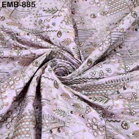 Onion Pink Embroidered Fabric by the yard Sewing DIY Crafting Indian Embroidery Wedding Dress Blouses Blazer Victorian Costumes Trousers