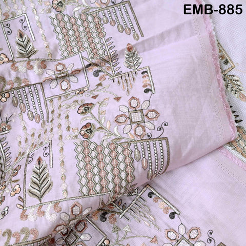 Onion Pink Embroidered Fabric by the yard Sewing DIY Crafting Indian Embroidery Wedding Dress Blouses Blazer Victorian Costumes Trousers