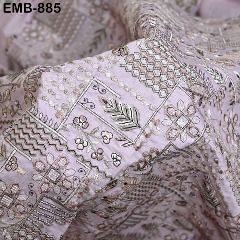 Onion Pink Embroidered Fabric by the yard Sewing DIY Crafting Indian Embroidery Wedding Dress Blouses Blazer Victorian Costumes Trousers