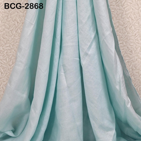 56'' Ice Blue Pure Linen fabric by the yard Extra Wide Natural Linen Women Summer Dresses Shirt Skirt Crafting Sewing Curtains Home Decor