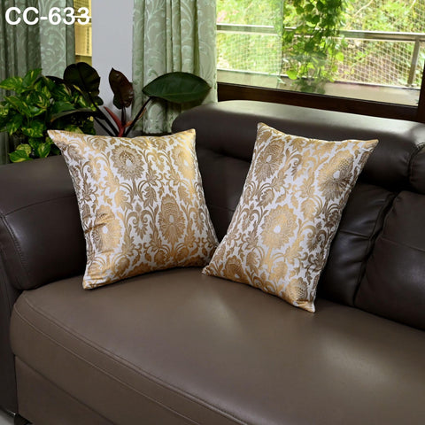 Gold Brocade Cushion Cover: Luxury Silk Pillow Sham