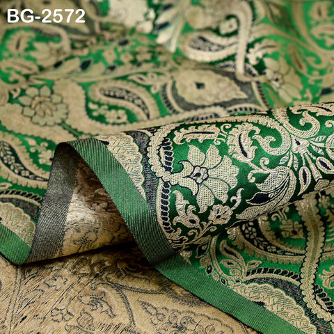Indian Brocade Wedding Dress Bridesmaid Banarasi Fabric by Yard Costumes Renaissance Dress Marie Antoinette Green Gold Short Jackets Textile