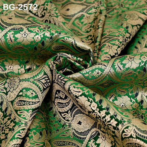 Indian Brocade Wedding Dress Bridesmaid Banarasi Fabric by Yard Costumes Renaissance Dress Marie Antoinette Green Gold Short Jackets Textile